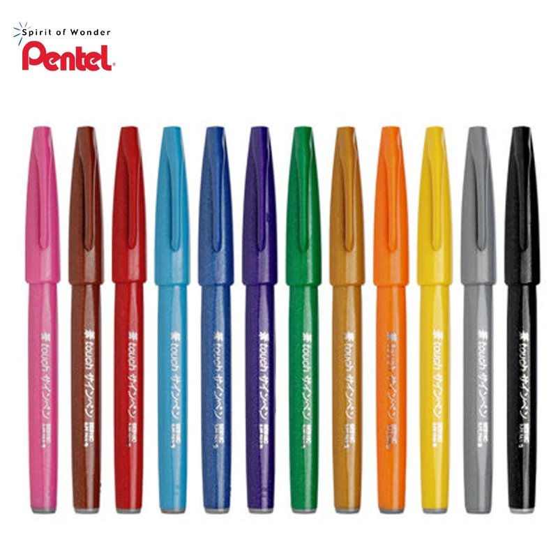 Pentel Touch Colorato Pennello Segno di Penna Set 6/12 Colori Set SES15C Testa Morbido Limitata Stagioni di Raccolta per il Disegno Di Compleanno Carte