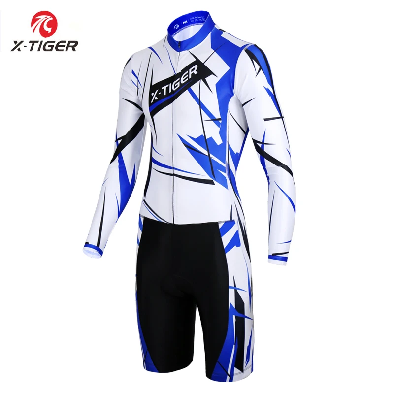 

X-Tiger Compression Sponge Padded Triathlon Swimming Cycling Skinsuit Ropa De Ciclismo Quick-dry Long Sleeve Cycling Jerseys