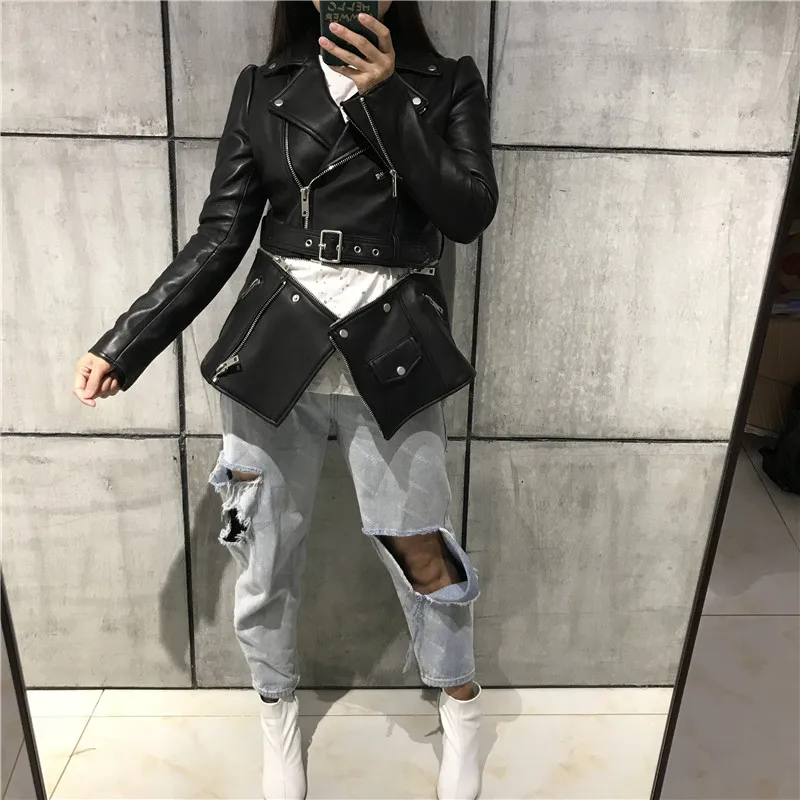 Женская куртка из натуральной кожи овечьей кожи|skins women|skin lambskin leather jacket |