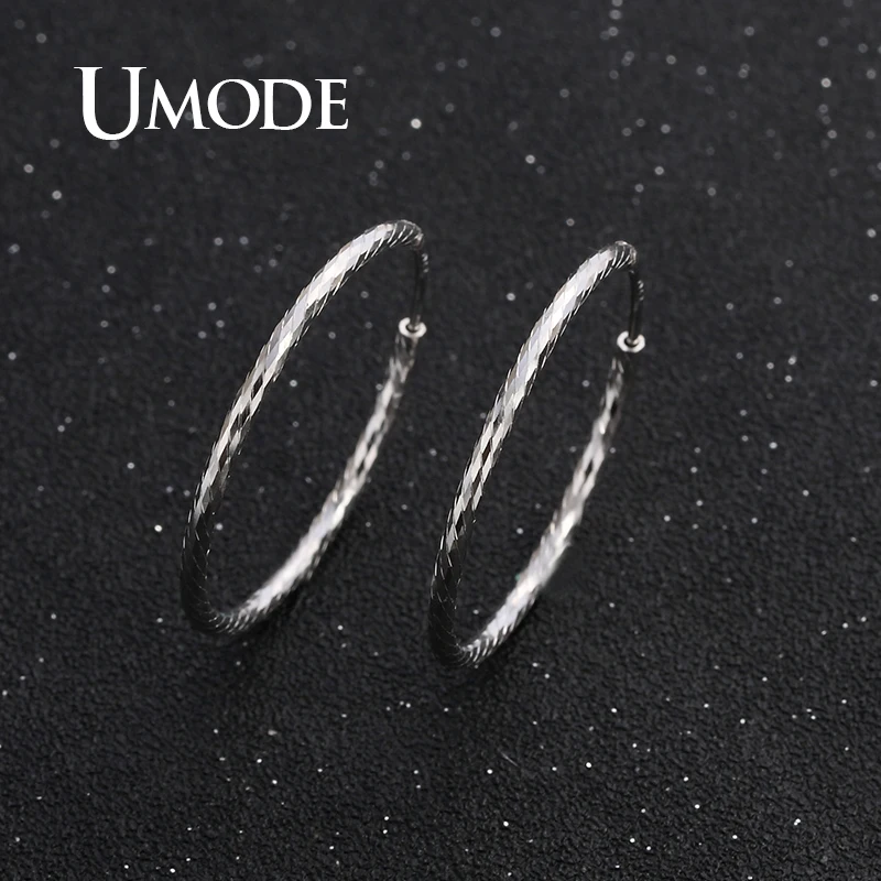 UMODE большие круглые 925 пробы серебряные серьги простые винтажные серебряные серьги-кольца классические ювелирные аксессуары ULE0334