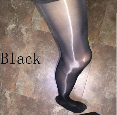 Black FENNASI фантазийные женские блестящие открытые прозрачные сексуальные масляные блестящие высокие эластичные трико открытые антифрикционные чулки тонкие колготки - Цвет: Black