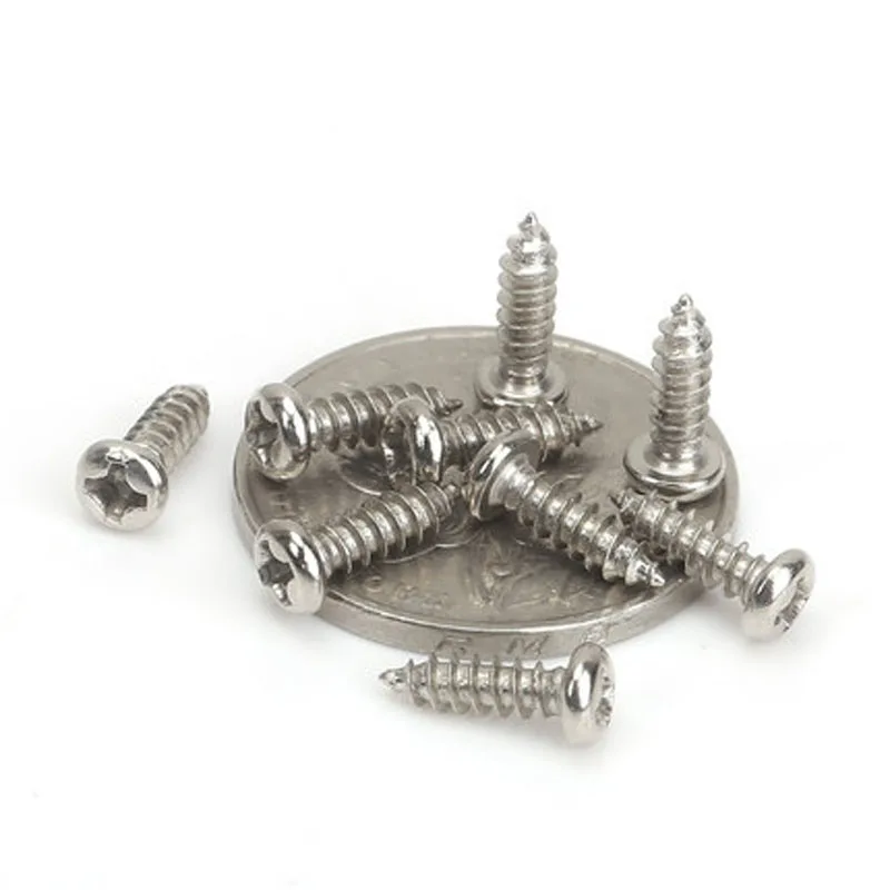 

50pcs M1.6 Round head Phillips screw Cross pan heads Self-tapping screws Nickel plating 3mm-12mm Length
