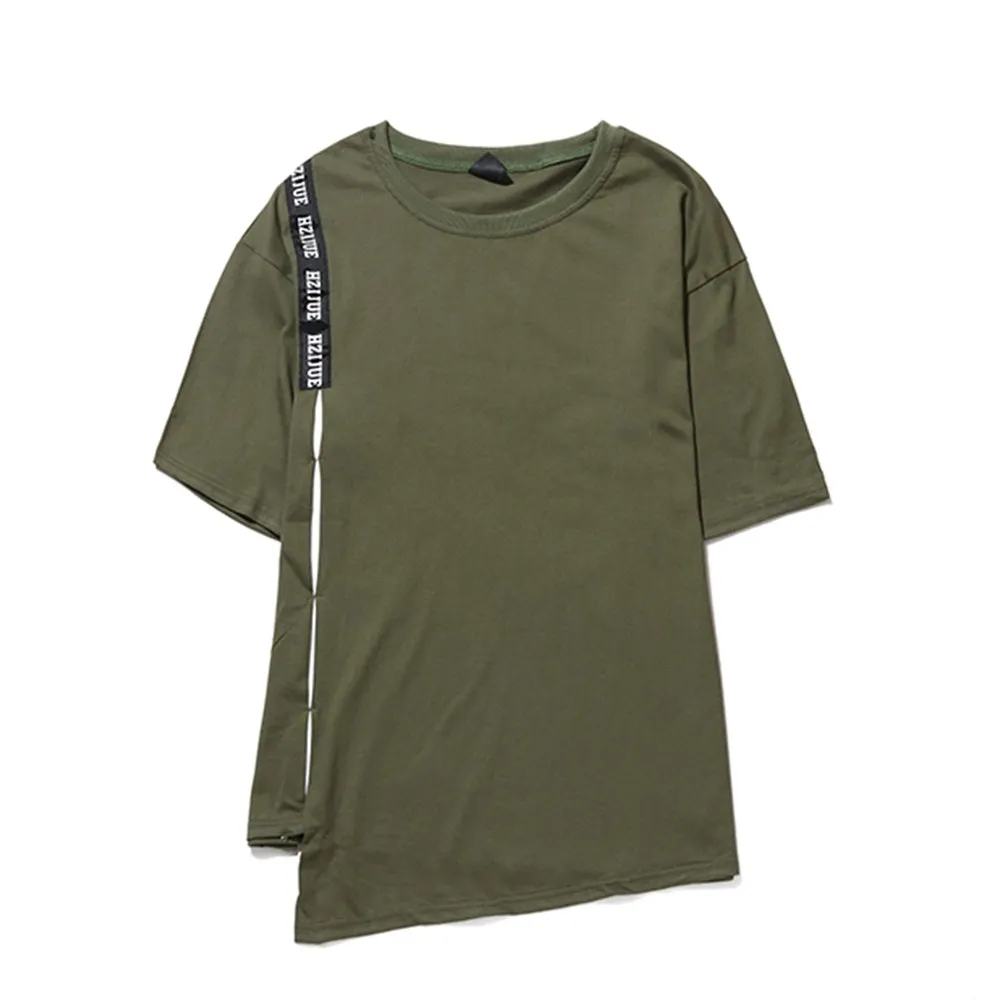 irregular short sleeve tops Teen round neck Cotton white t shirt men summer hip hop streetwear T-shirts hyz007 myweibo | Мужская одежда