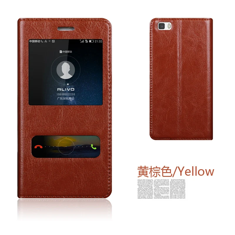 For HuaWei P8 Lite Original Aimak Genuine Leather Smart Window Flip Stand Cover Case Luxury Mobile Phone Bag |
