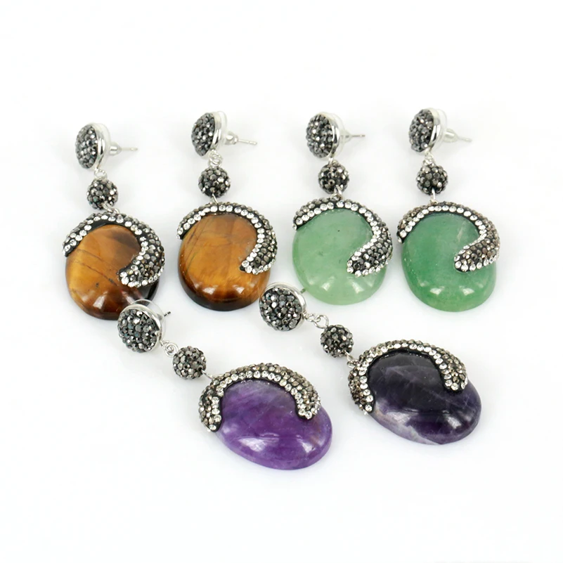 Модные ювелирные изделия классические висячие серьги с натуральным камнем для