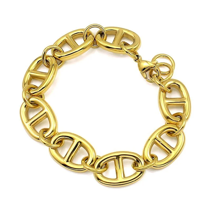 COUYA Jewelry Bracelets for Women Men of Bracelets 23CM Length Chain Charm Bangles Fashion Clothing Jewelry Wholesale B10018 - Окраска металла: small gold color