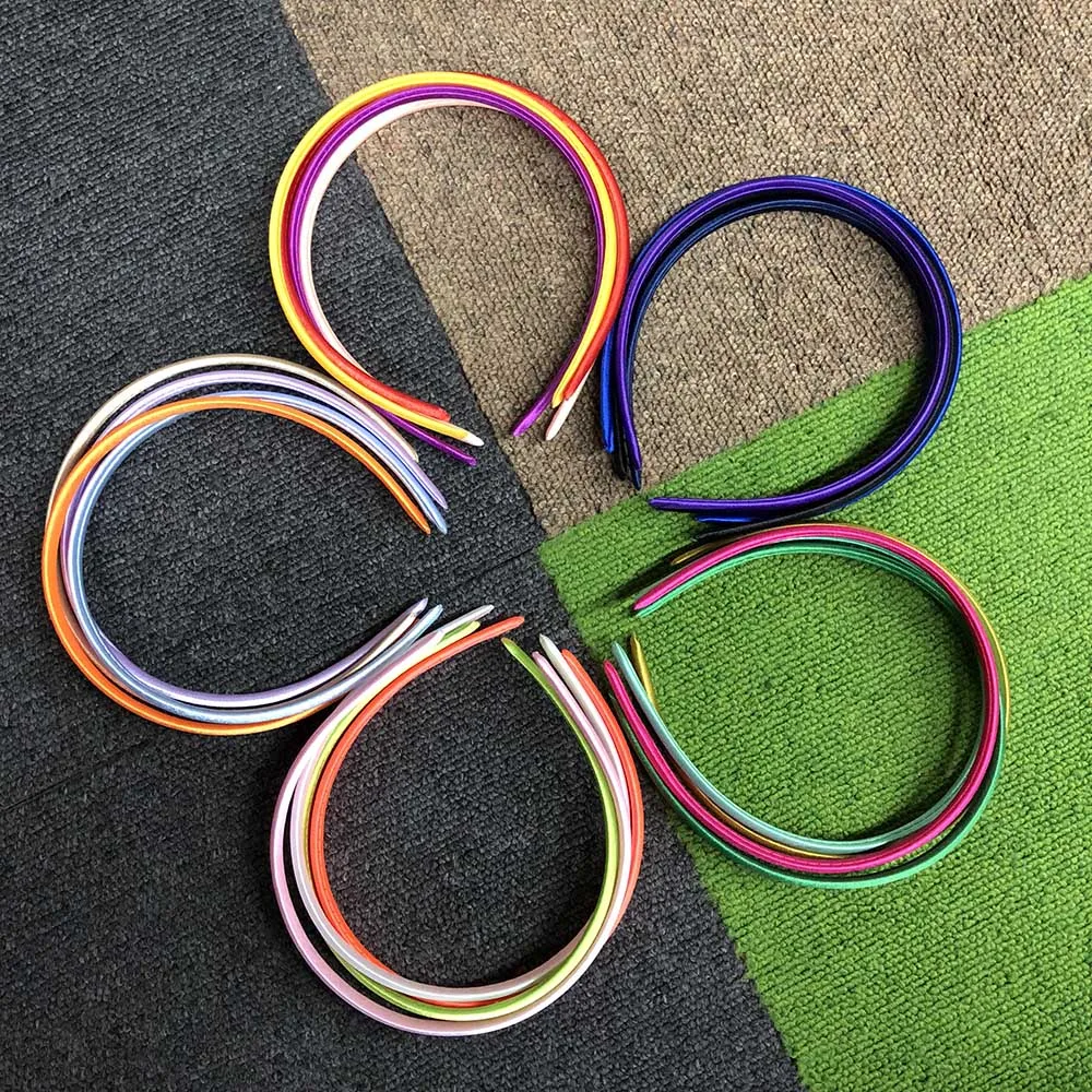 20 шт./лот, 10 мм, одноцветные Сатиновые повязки для волос из смолы, ленты с блестками, повязки для взрослых и детей, для девочек, аксессуары для волос DIY