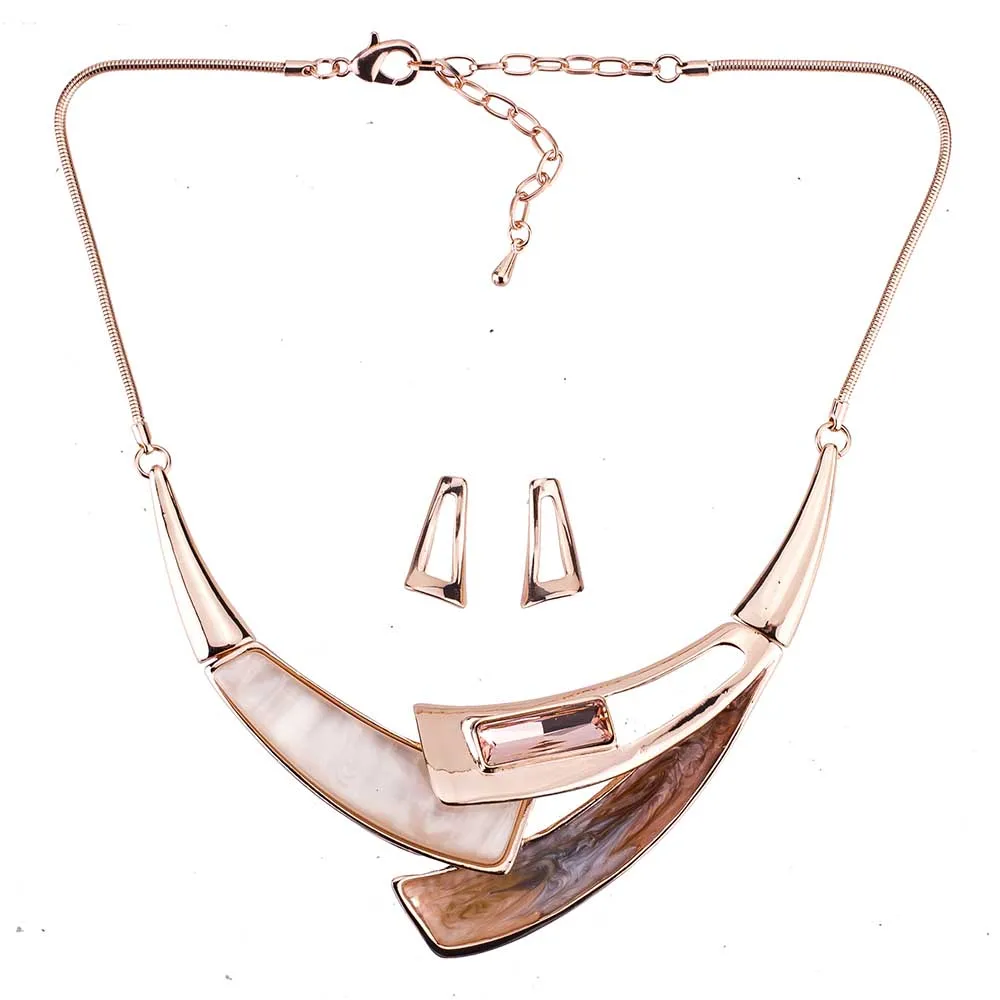 MS1505039 High Quality Jewelry Sets Lead&ampNickle Free Choker Necklace Rosegold Plated Woman's Earring Set | Украшения и