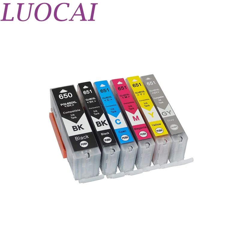 12X чернильные картриджи LuoCai совместимые с Canon PGI 650 CLI 651 PGI650 CLI651 PIXMA MG5460 MG5560 MG6360 MG6460