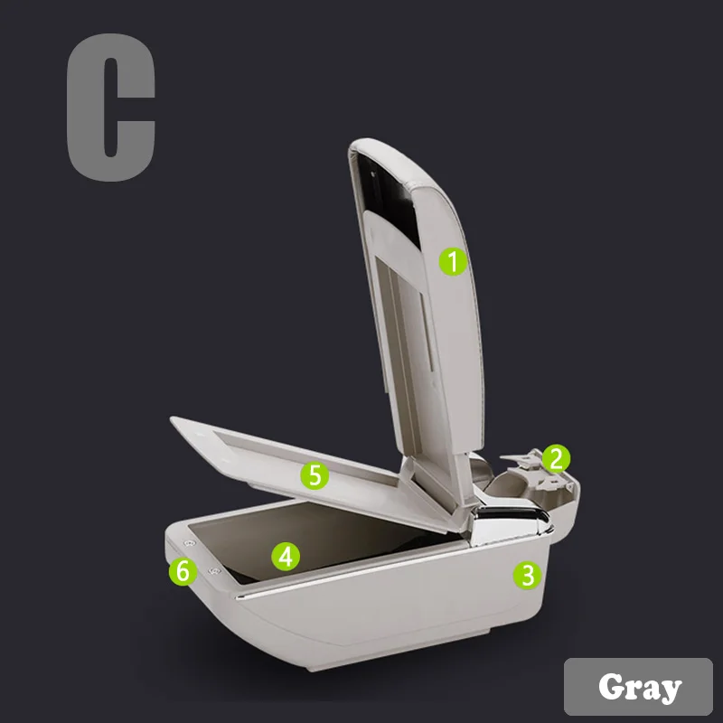 C Style Gray Автомобильный подлокотник для Ford Focus MK2 Focus 2 2004-2011 USB зарядное устройство Подстаканник Пепельница органайзеры аксессуары - Название цвета: C Style Gray
