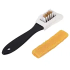 Черная 3-сторонняя щетка для чистки замшевых, нубуковых ботинок, обувь S-образной формы, очиститель обуви с резиновым ластиком, набор инструментов для чистки