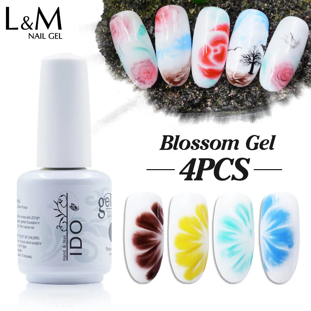 

4pcs a Lot Blossom DIY Painting Gel White And Clear Varnish 15ml Long Lasting Soak Off UV Gel Nail Polish