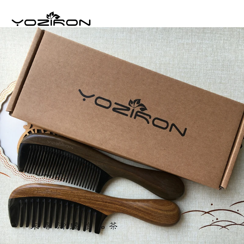 YOZIRON ручная работа зеленые сандаловые деревянные бычьи рога расчески для волос