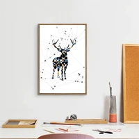 haochu nordic geometric deer minimalism canvas painting abstract animal oil poster spatial sense wall picture home decoration