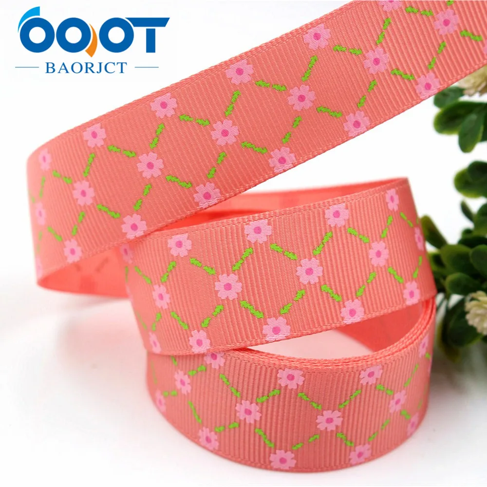 OOOT BAORJCT 177014 22 мм 10 ярдов ленты с цветами термопечать grosgrain Свадебные аксессуары DIY