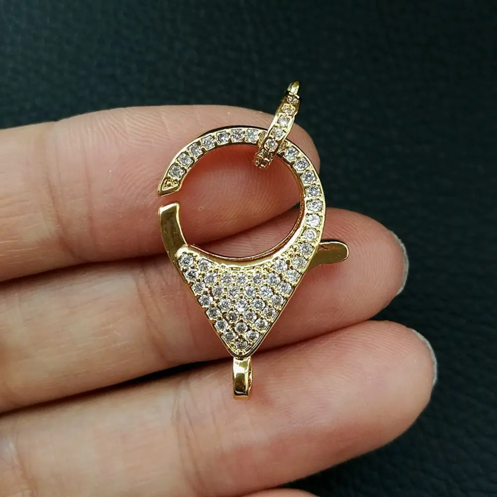 gold CC013 1 шт. 16x20 мм CZ микро проложить крюк застежка Лобстер кубический цирконий застежка - Цвет: gold