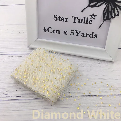 Diamond White 6 см 5 ярдов ЗВЕЗДА Тюль конфетти блесток Лента мягкая сетка тюль рулон выпечки торт Топпер DIY ремесла принадлежности для шитья товары - Цвет: Diamond White