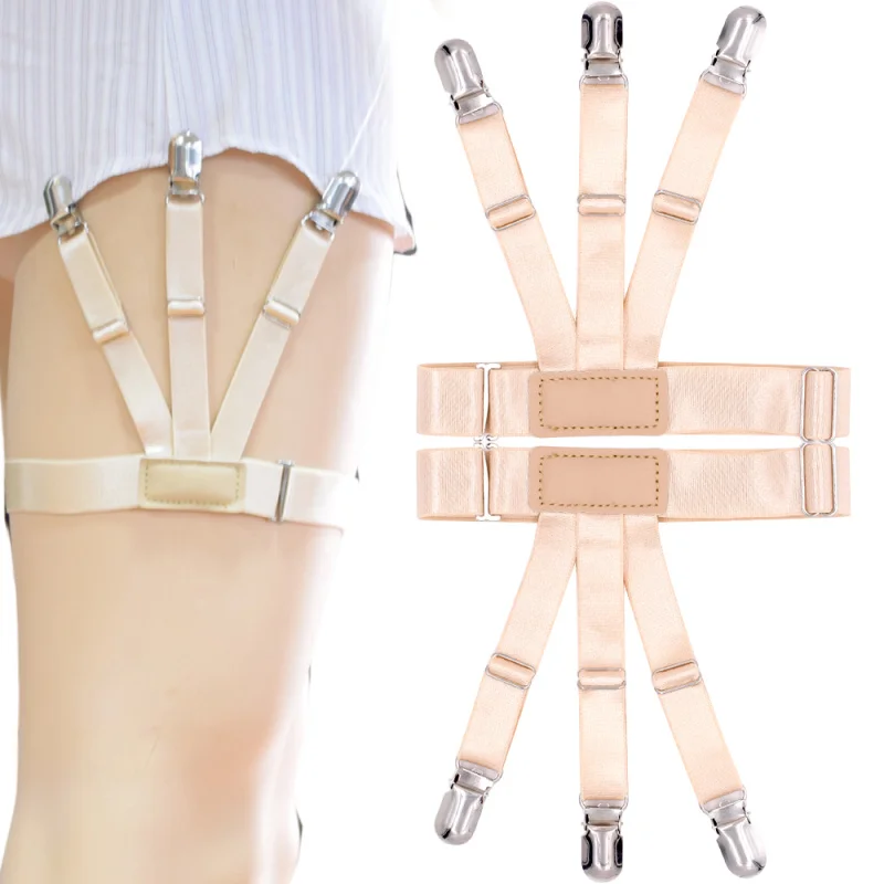 New Shirt Stays Holder Gentleman Leg Suspenders Braces Skin color Elastic Uniform Business strap Garters 1pair MR1136 | Аксессуары для