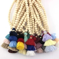 zwpon 2020 boho wood beaded tassel necklace for women 10 mm natural wood beads long necklace wholesale festival jewelry yoga