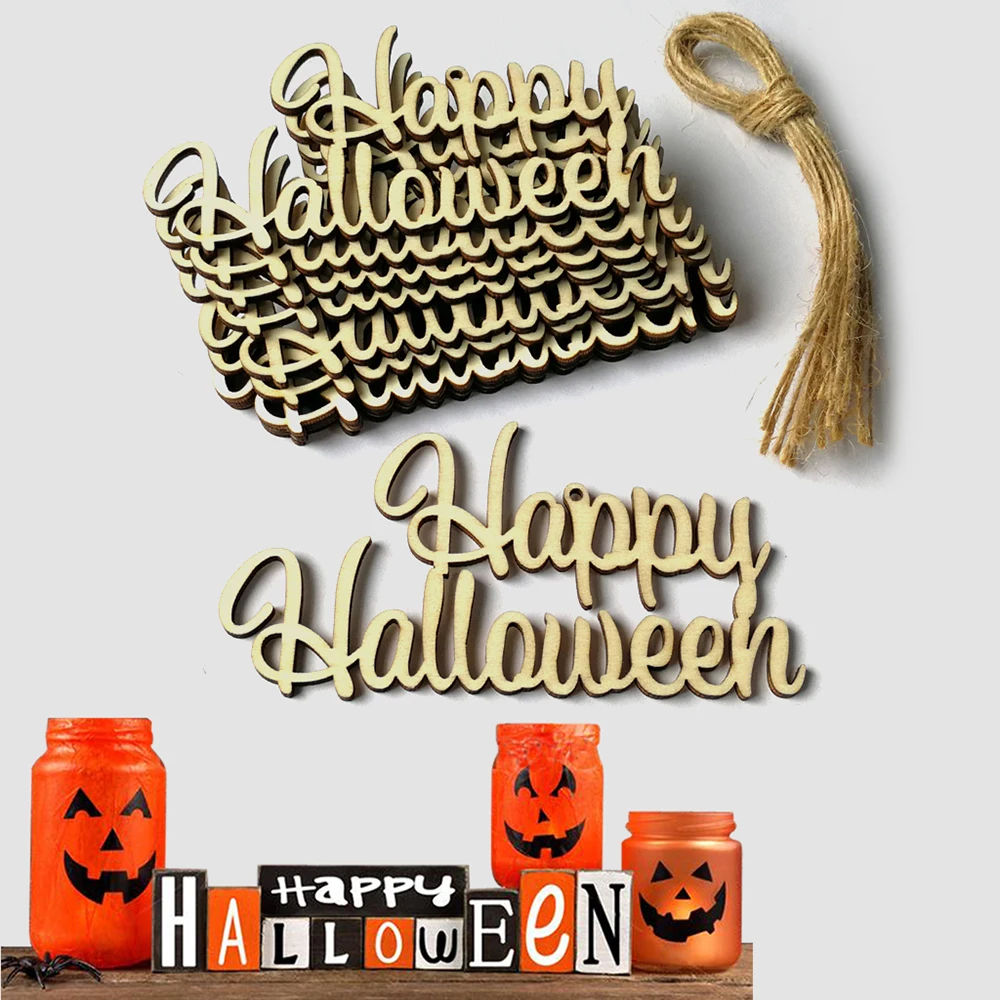 &quotБу&quot &quotHappy Halloween&quot DIY 10 шт./компл. деревянная летучая мышь мастер письмо