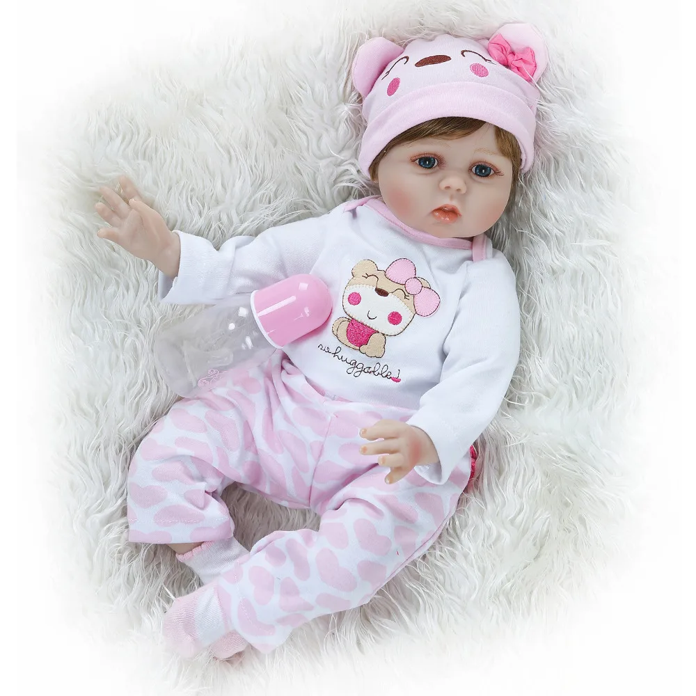Nicery 20-22inch 50-55cm Bebe Reborn Doll Soft Silicone Boy Girl Toy Baby Gift for Children Pink Hat Trousers | Игрушки и хобби