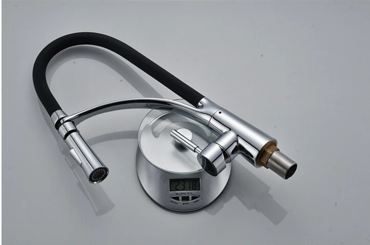 

Chrome Rubber Kitchen Faucet Mixer Tap 360 Degree Rotation Pull Down Stream Sprayer Taps