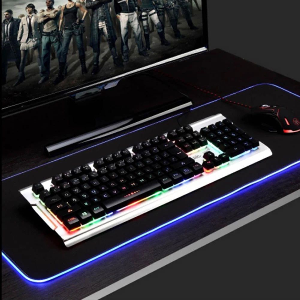 Горячая цветной светодиодный rgb клавиатура с подсветкой коврик игровой коврик для мыши большой для ПК компьютера негабаритный коврик для мыши