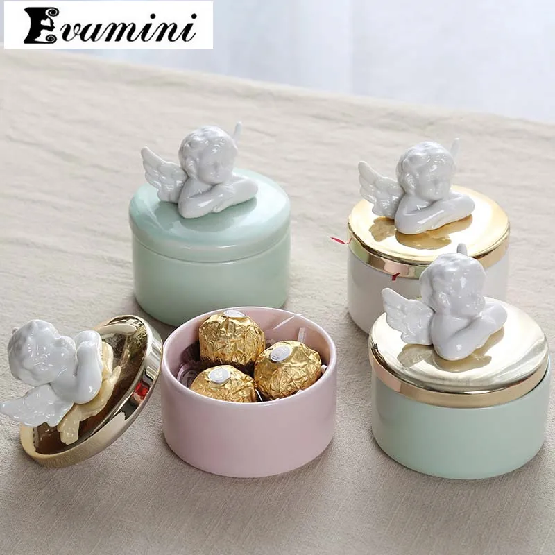 Розовый Ангел керамическая банка шкатулка для ювелирных изделий обручальное
