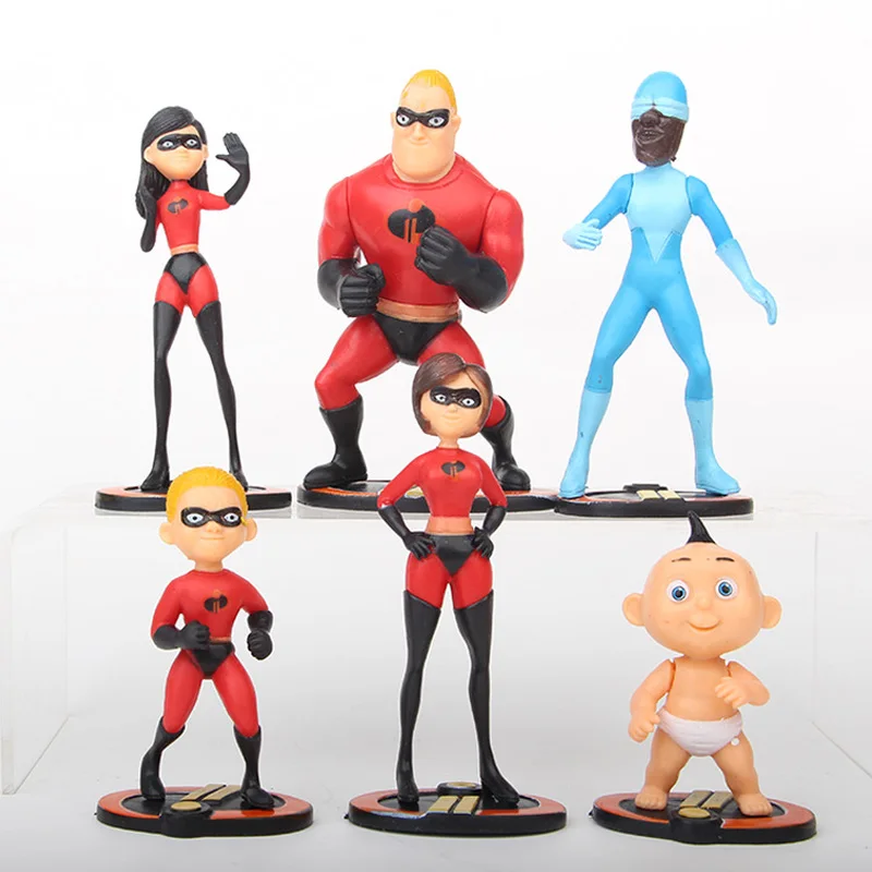 6 шт./партия Disney Pixar из мультфильма Суперсемейка по 2 фильм Супермен Семья фигурка