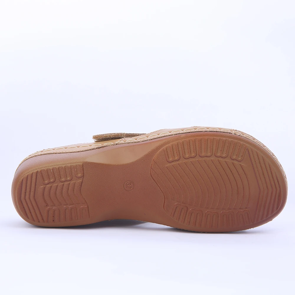 Women Slippers Platform Casual Rome Sewing Square Heels Leisure Summer Hook&amploop PU Patent Leather Light-weight Shoes HEYIYI | Обувь