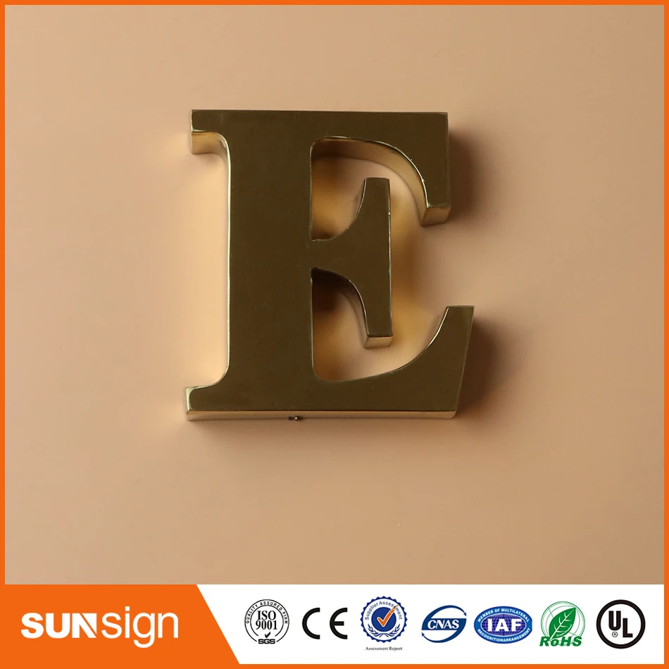 professional custom-made brushed stainless steel letter sign for lobby signs and wall sign