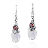 new white moonstone silver plated drop dangle earrings fashion vintage teardrop water drop pear shaped long earrings for women