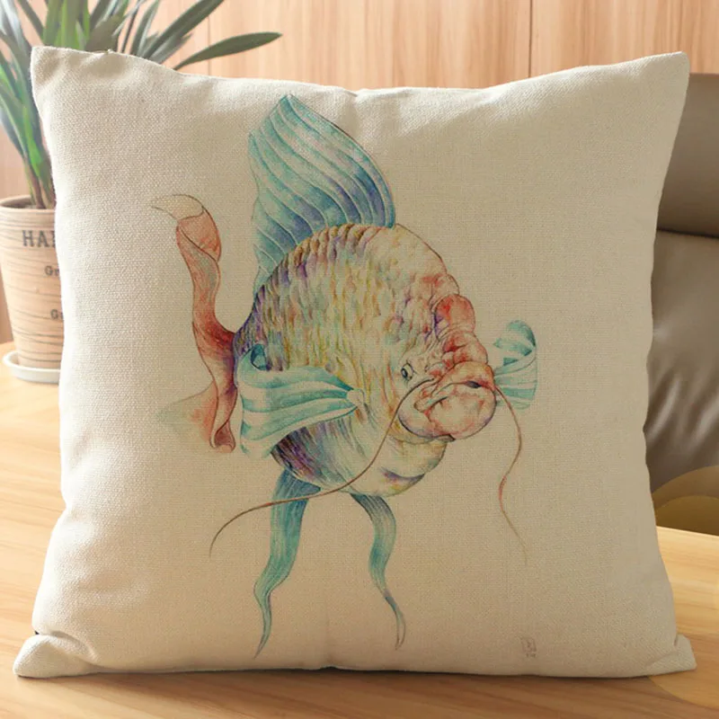 Современный творческий акварель животных печати хлопка белье с коротким бархат