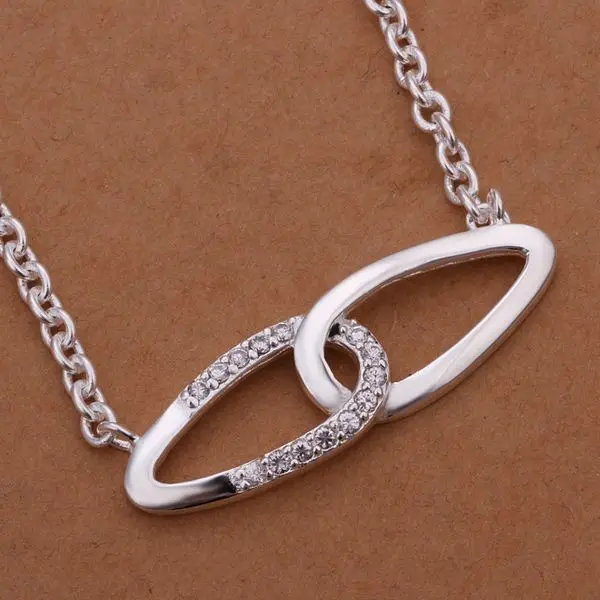 Wholesale New Fashion 925 Silver Beautiful Necklaces 3.8X1.1CM 18inchs Crystal Pendant Necklace Sterling Jewelry N287|jewelry large|jewelry