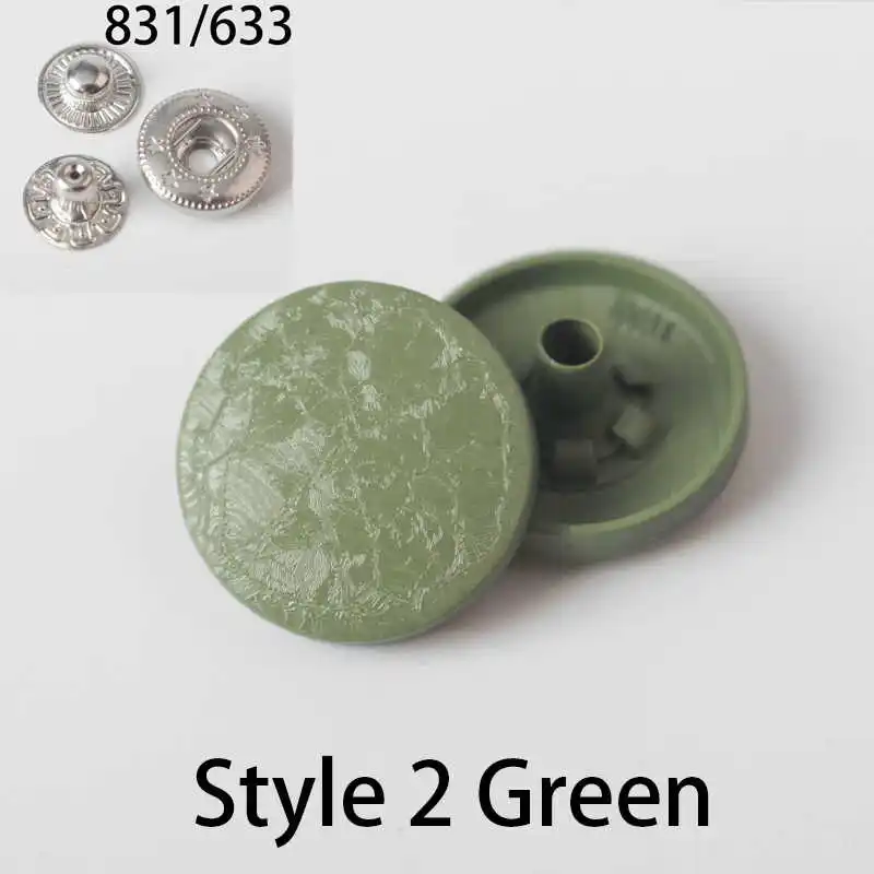 style2-green 10 шт. 15 мм латунная защелкивающаяся заклепка 831/633 Тип швейная кожаная Кнопка Ремесло для одежды аксессуар для одежды Сделай Сам Q27 - Цвет: style2-green