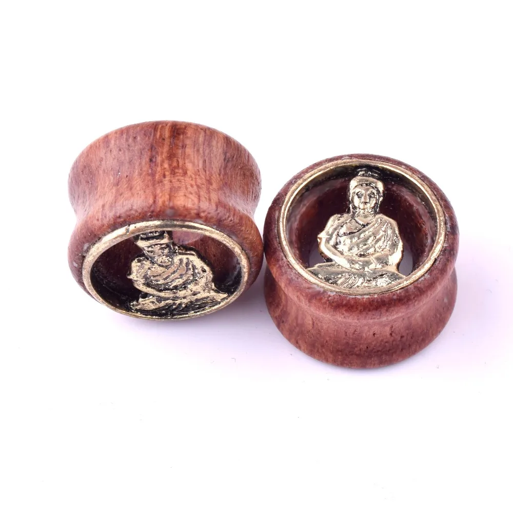 1 пара 00g 3/4 &quotPlus латунные туннели с двумя расклешенными ушками Будды заглушки для