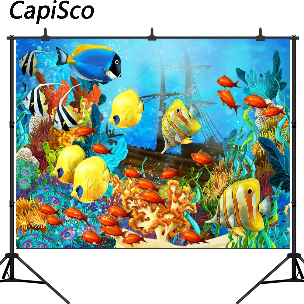 Каписко Подводный мир Рыбы Коралл кораблекрушения фотографии фоны печатных