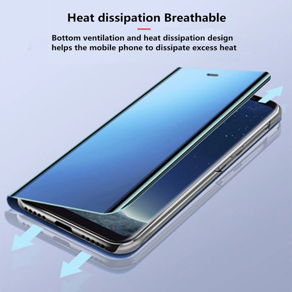 Умный зеркальный флип чехол для телефона Samsung Galaxy S20 Note 10 9 S10 S9 S8 Plus прозрачный M30 20