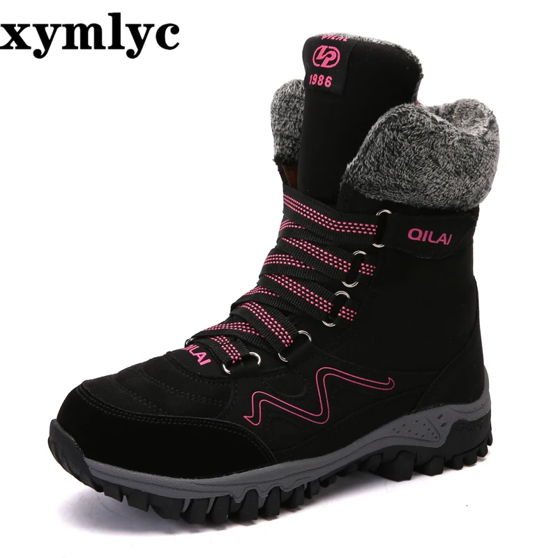 

Women Boots High Quality Leather Suede Winter Boots Women Keep Warm Lace-up Waterproof Snow Boots mujer winter boots
