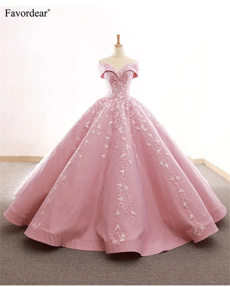 Favordear Sweetheart Off The Shoulder Ball Gown Evening Dress 2019 Vestido De Festa Luxurious Applique Formal Dress Prom Dress
