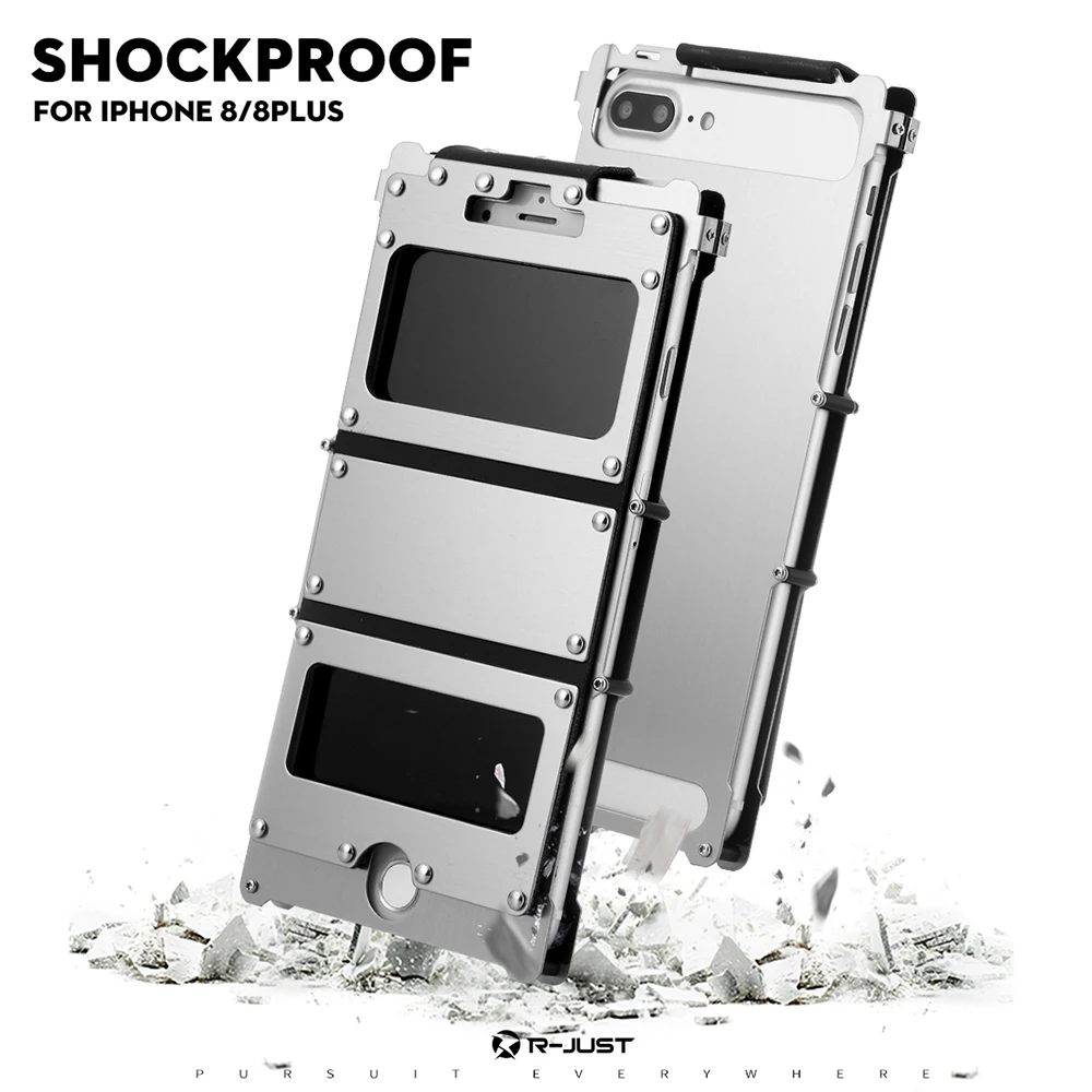 Флип-чехол из R-JUST стали для Apple iPhone 8, Железный человек, 360, полный противоударный чехол, кронштейн для телефона, подставка, чехол для iPhone 8 Plus