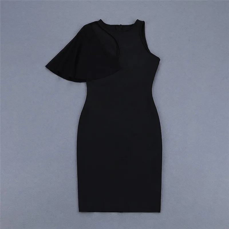 New Summer Black Petal Sleeve Hollow Out Fashion Bandage Women Dress Sexy Prom Party Dresses | Женская одежда