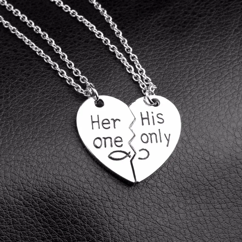 2 шт./компл. &quotHer one His Only&quot пара ожерелья с буквой Мода подвеска в виде разбитого