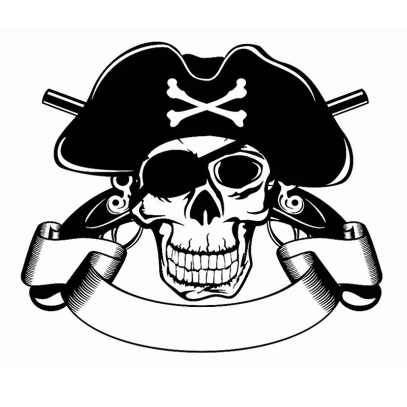 

Skull Halloween Pirate Pistol Sticker Punk Death Decal Devil Poster Name Car Window Art Wall Decals Parede Decor Mural