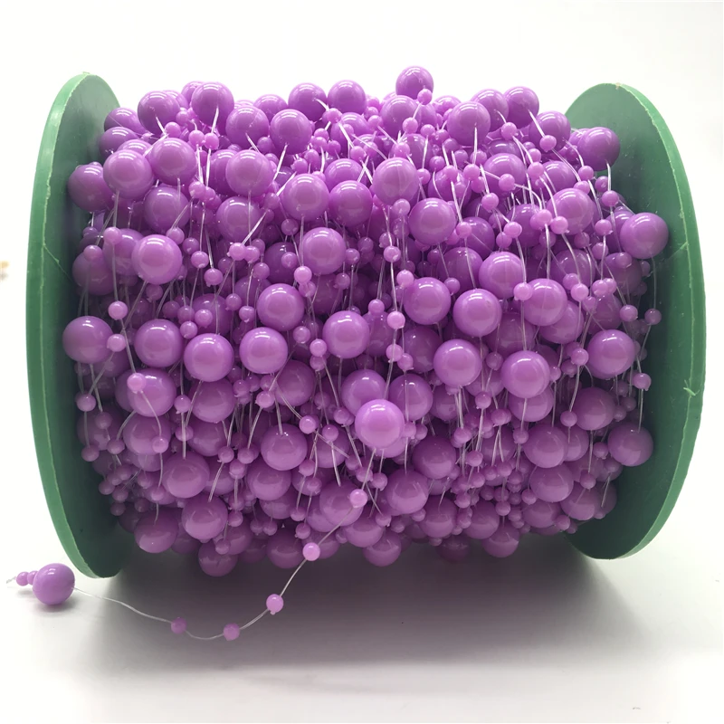 5 ярдов леска искусственная цепочка с жемчужными бусинами гирлянда Цветы свадебное Рождественское украшение невесты головной убор 3 мм 8 мм бусины - Цвет: 17