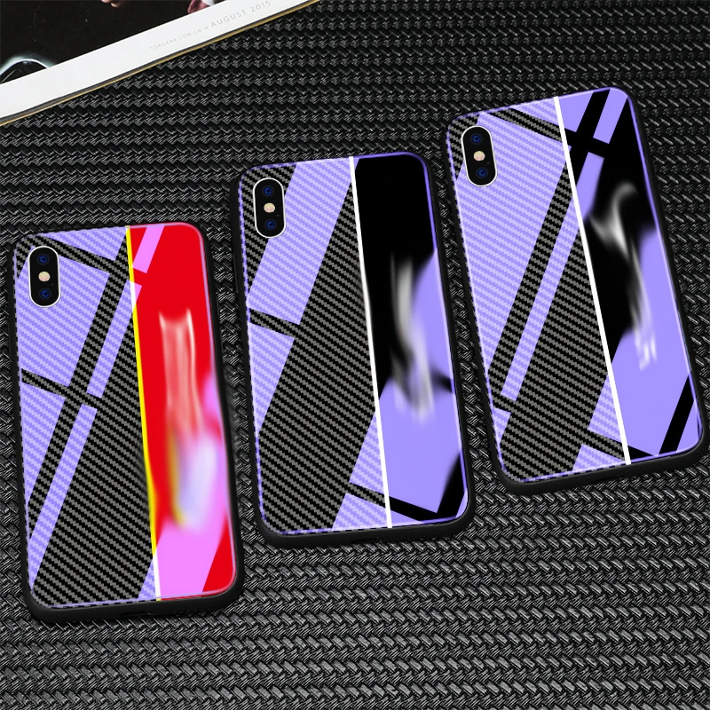 Car logo Blu-ray tempered glass explosion-proof mobile phone case for iPhoneXS MAX / XS 6/7 8plus XR drop protection cover | Мобильные
