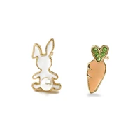 monkey banana rabbit carrot cut small cartoon asymmetrical little stud earrings for women