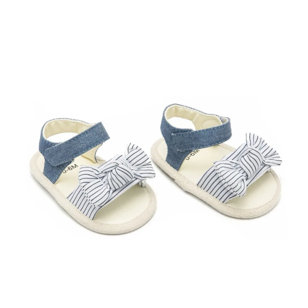 

Baby Shoes Baby Girl Sandals Anti-slip Shoes Stripe Bow Princess Toddler Girls Shoes Soft Sandals