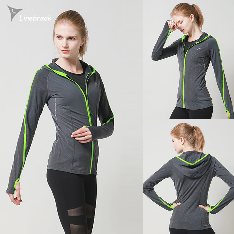 Женские спортивные куртки облегающие на молнии с длинным рукавом для бега
