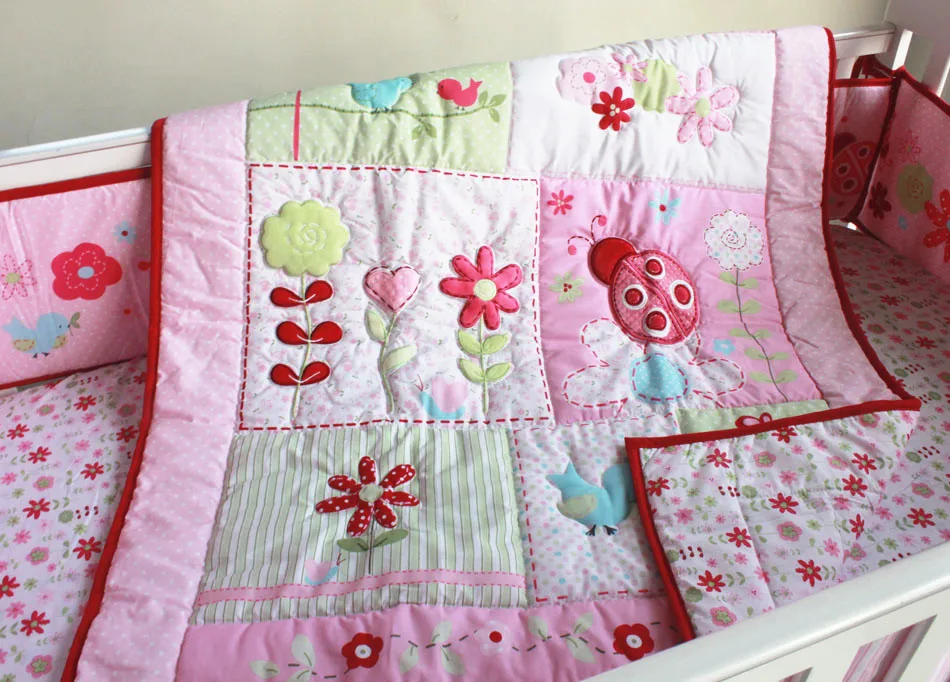 Акция! 4 шт. Алмазная вышивка 100% хлопок детская кроватка Постельное белье для